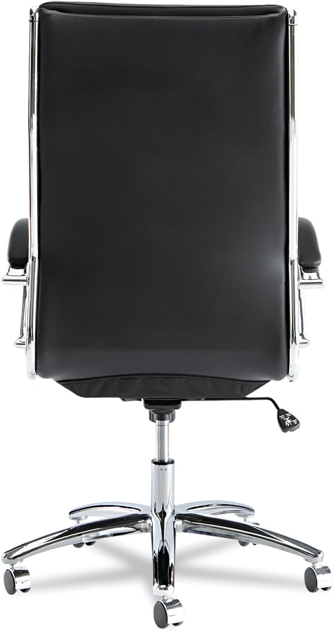 Alera Neratoli Series High-Back Swivel/Tilt Chair, Black Leather, Chrome Frame
