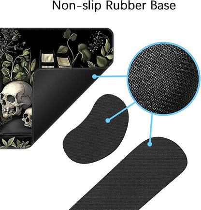 MIBITRI Keyboard Mouse Pad Set, Extended Gaming Mouse Pad+Ergonomics Keyboard Wrist Rest Support, Memory Foam, Easy Typing Pain Relief, 4Pcs XXL Ultra Thick Desk Mat, Dark Academia