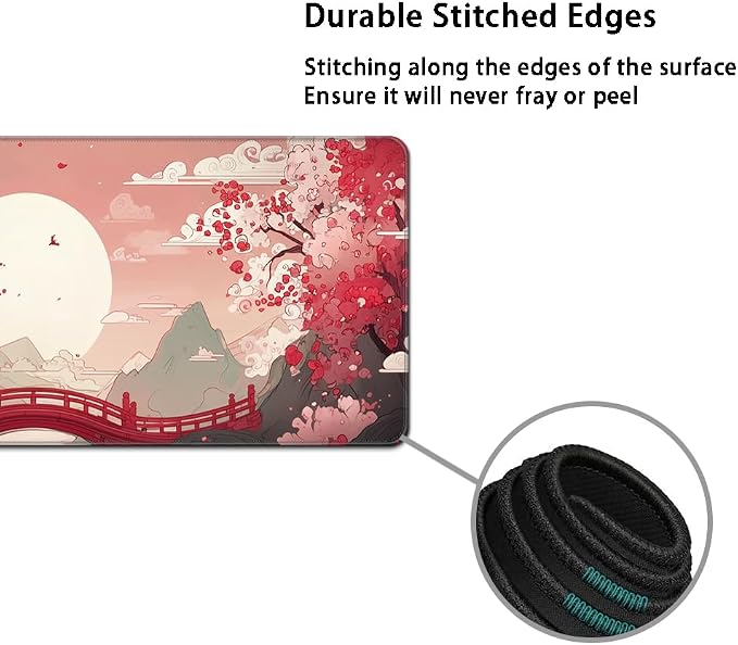 Desk Mat, Large Gaming Mouse Pad with Wrist Rest, 4 in1 XXL Mouse pad+Keyboard Wrist Rest+Mouse Pad Wrist Support+Cup Coaster Set, Ergonomic Desk Pad for Home Office, Japanese Sunrise