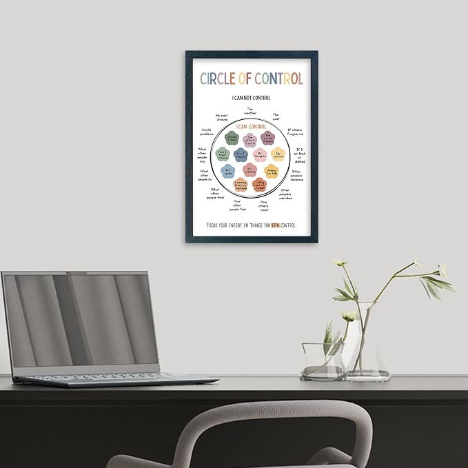 Circle of Control Wall Art, 11x16 in Framed, Inspirational Sign for Office