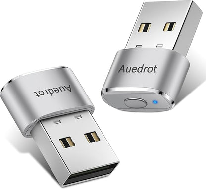 AUEDROT Mouse Jiggler Undetectable Metal USB Mouse Mover with Switch Button, Automatic Mini Mouse Shaker with 2 Jiggle Modes, Plug and Play, Keep Computer/Laptop Awake, Silver, 2 PCS