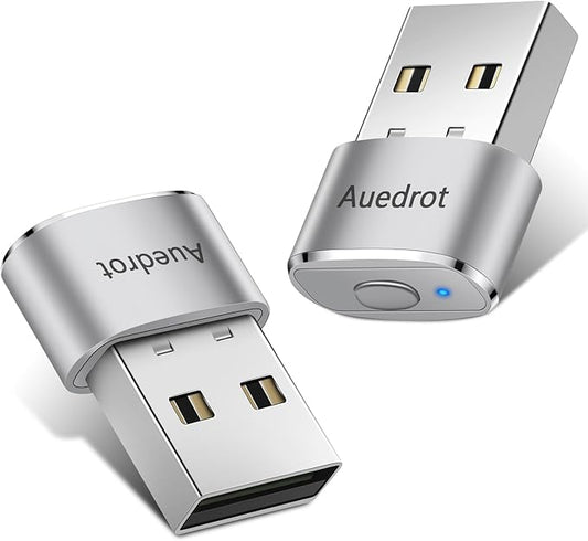 AUEDROT Mouse Jiggler Undetectable Metal USB Mouse Mover with Switch Button, Automatic Mini Mouse Shaker with 2 Jiggle Modes, Plug and Play, Keep Computer/Laptop Awake, Silver, 2 PCS