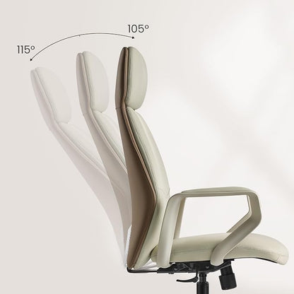 EUREKA ERGONOMIC Aric Executive Office Chair, High Back PU Leather Desk Chair with Lumbar Support, Professional Modern Home Office Chair with Large Headrest & 3-Position Recline(Pack of 5, Beige)