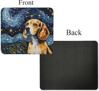 Tubbie Prints Starry Night Beagle Dog Mouse Pad for Computer Laptop Home Office Gaming Working Desk Desktop Accessories Non-Slip Rubber Mouse Pad for Dog Lovers (Beagle)