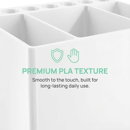 Adoric 3D Printed PLA Desk Organizer, Multifunctional Pen Holder with 7 Slots & 3 Compartments for Office, School, Makeup Brushes