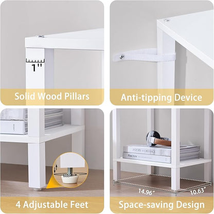 YUFAM 54in Tall Bookshelf 5-Tier Small Narrow Bookcase, Skinny Book Shelf for Small Space, Farmhouse Slim Shelf with Storage, Wood Freestanding Display Thin Bookshelves for Living Room, Office, White