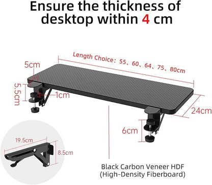 Sisyphy Ergonomics Desk Extender Tray, 21.7x9.5" Punch-Free Clamp on, Foldable Keyboard Drawer Tray, Table Mount Arm Wrist Rest Shelf, Computer Elbow Arm Support