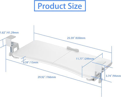 suptek Keyboard Tray Under Desk Pull Out with C Clamp Mount, Computer Keyboard & Mouse Tray, 25.6 (30 Including Clamps) x 11.8 inch Slide-Out Platform Computer Drawer for Typing, White, DSF1W
