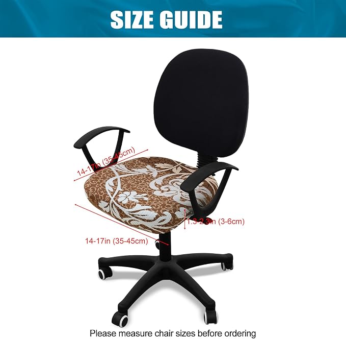 Smiry Printed Office Computer Chair Seat Covers, Stretch Fit Universal Desk Rotating Chair Cover Washable Removable Seat Cushion Protectors - Brown and Blue