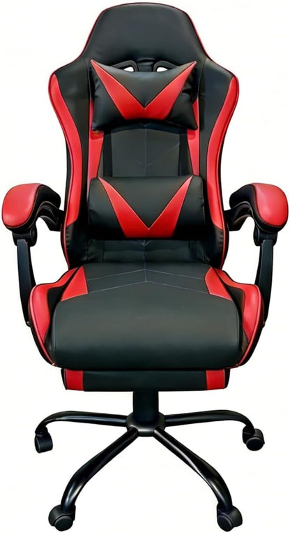Gaming Chair, Ergonomic Computer Chair with Footrest and Lumbar Support, Height Adjustable Video Game Chair with 360° Swivel Seat and Headrest for Office, Home, Streaming and Gaming (Red)