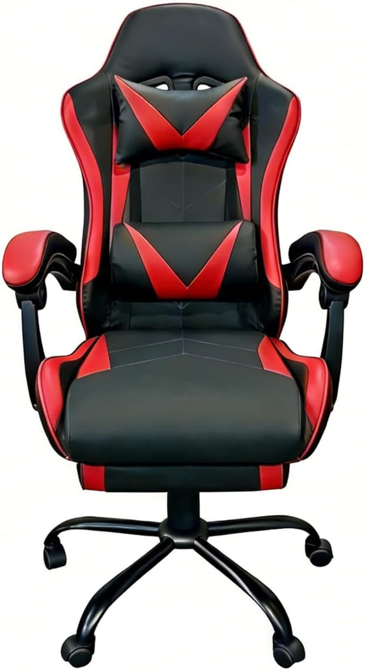 Gaming Chair, Ergonomic Computer Chair with Footrest and Lumbar Support, Height Adjustable Video Game Chair with 360° Swivel Seat and Headrest for Office, Home, Streaming and Gaming (Red)
