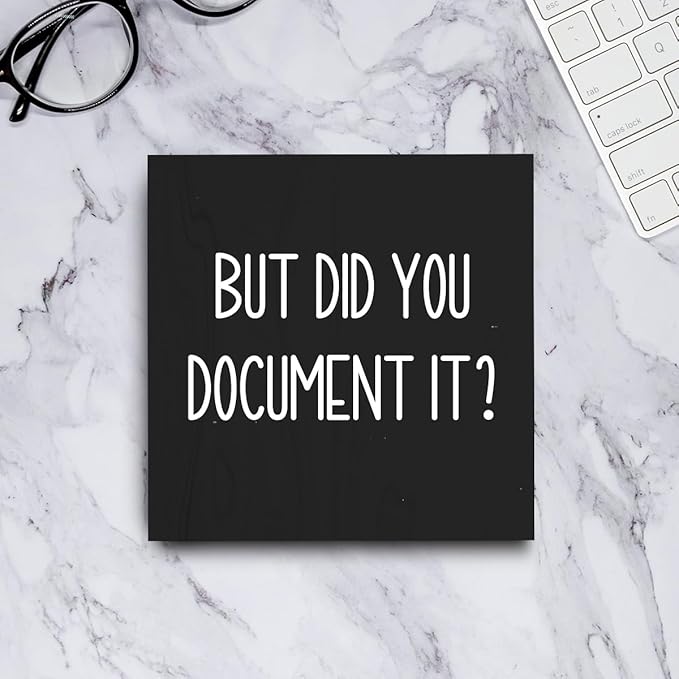 mmiishe Office Decor But Did You Document It Wooden Box Sign Decorative Funny Office Wood Box Sign Home Rustic Farmhouse Square Desk Decor Sign for Shelf 5 x 5 Inches black.