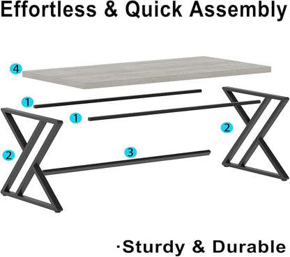 LVB 60 Inch Modern Grey Wood Metal Computer Desk, Home Office Executive Desk for Bedroom Gaming Study Writing Work, Industrial Simple Student PC Table with Storage