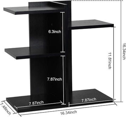 PAG Wood Desktop Shelf Small Bookshelf Desk Supplies Organizers and Accessories Storage Display Rack Office Decor for Women, Black