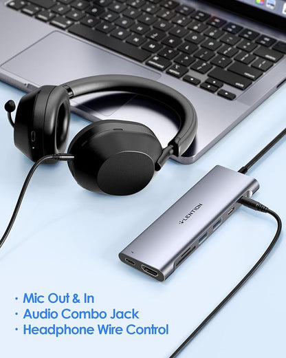 LENTION 3.3FT Long Cable USB C Hub with 4K HDMI, 100W PD, USB 3.0 A&C Data, Card Reader&LED Indicator for MacBook Pro/Air, Dell XPS, HP, Chromebook, Stable Driver Adapter (C37-1M, Space Gray)