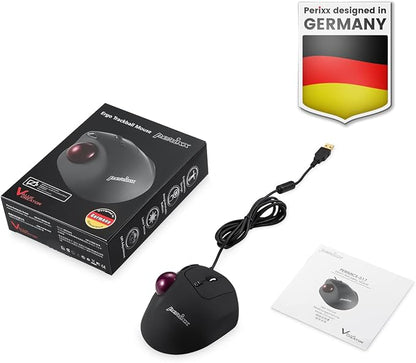 Perixx Perimice-517 Wired Trackball USB Mouse, 7 Button Design, Build-in 1.34 Inch Trackball with Pointing Feature