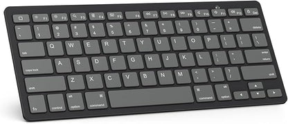 OMOTON Ultra-Slim Bluetooth Keyboard for iPad 11th/10th/9th/8th/7th, iPad Pro/Air/Mini and iPhone Series, Wireless iOS Keyboard with 12 Multimedia Keys for Office, School, Graphite Black & Gray