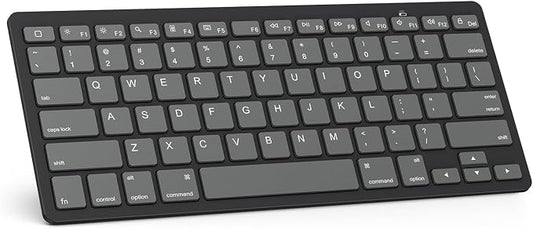 OMOTON Ultra-Slim Bluetooth Keyboard for iPad 11th/10th/9th/8th/7th, iPad Pro/Air/Mini and iPhone Series, Wireless iOS Keyboard with 12 Multimedia Keys for Office, School, Graphite Black & Gray