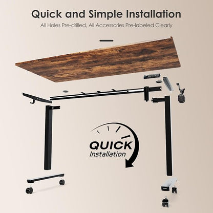 Monomi Electric Standing Desk 48x24 Inches, Height Adjustable Sit Stand Up Desk with Memory Preset, Anti-Collision Ergonomic Computer Desk for Home Office, Vintage Brown