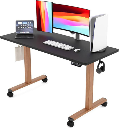 Monomi Electric Standing Desk 55x24 Inches, Height Adjustable Desk with Memory Preset, 4 Locking Casters & Headphone Hook, Anti-Collision, Two-Piece Ergonomic Computer Desk for Home Office, Black