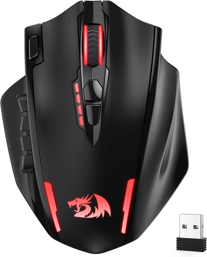 Redragon M913 MAX Wireless Gaming Mouse, 26000 DPI MMO Optical Mouse with 16 Programmable Buttons, BT & 2.4G Wireless, Software Supports DIY Keybinds