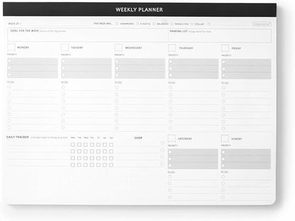 Elegant Undated Weekly Desk Planner with Habit Tracker-A4 Daily To-Do List Notepad with Task Checklist, Priority Checkboxes & Notes, Dashboard Notebook for Office Organization & Work Productivity