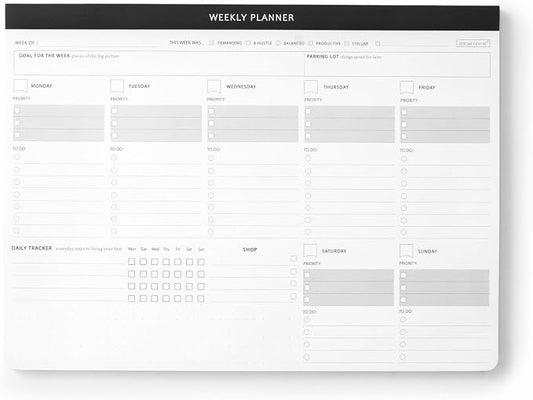 Elegant Undated Weekly Desk Planner with Habit Tracker-A4 Daily To-Do List Notepad with Task Checklist, Priority Checkboxes & Notes, Dashboard Notebook for Office Organization & Work Productivity