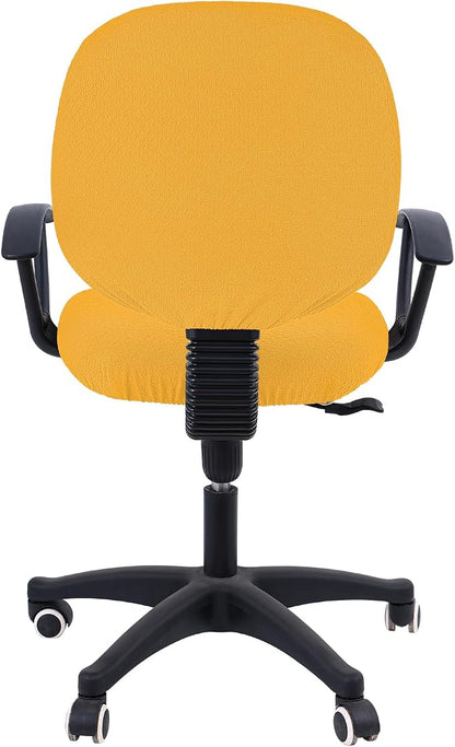Smiry Stretch Jacquard Office Computer Chair Covers, Removable Washable Universal Desk Rotating Chair Slipcovers Protector, Seat + Backrest Cover, Mustard Yellow