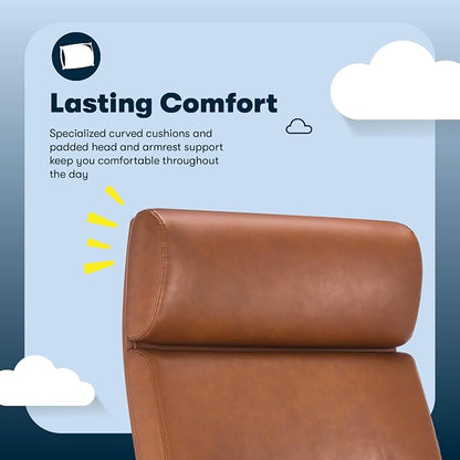 Serta Comfort Executive Big & Tall Office Chair, Ergonomic High-Back Computer DeskChair, Semi Plush Cushion Seat, Soft Padded Armrests, SertaQuality Foam, Metal Swivel Base, Bonded Leather, Cognac