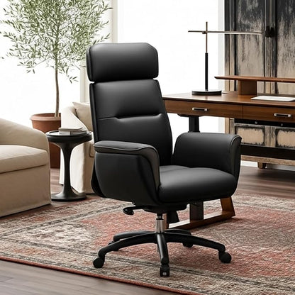 EUREKA ERGONOMIC Royal Ergonomic Office Chair Executive Desk Chair, Microfiber Leather High Back Executive Chair Comfy Ergonomic 360° Swivel with Lumbar for Home Workshop- Black