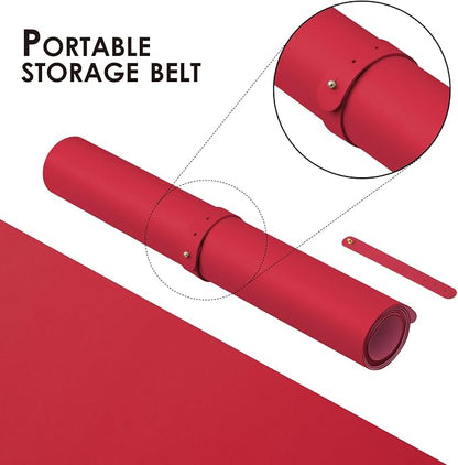 Leather Desk Mat - Non-Slip PU Desk Pad for Office and Home - Desk Organization and Accessories - Ideal for Large Mouse Pad and Desk Mats on Top of Desks (Rose Red,36"x 17")