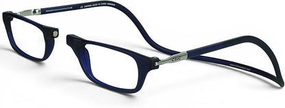 Clic Magnetic Reading Glasses - Adjustable Neck Hanging Readers - Secure Fit with Rigid Headband - Original (S-M, Dark Matte Blue, 3.00)