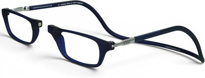 Clic Magnetic Reading Glasses - Adjustable Neck Hanging Readers - Secure Fit with Rigid Headband - Original (S-M, Dark Matte Blue, 2.50)