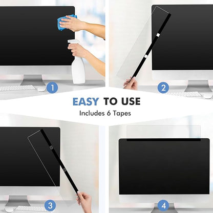DOLLAR BOSS 1 Pc 15.7" x 3.1" Transparent Acrylic Monitor Memo Board | Computer Screen Side Note Holder, Office Desk Accessories, Clear Message Board, For Sticky Notes Memos, Fits PC & Laptop