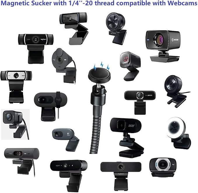 Brio 101 Webcam Stand, Magnetic Webcam Clamp Mount Holder Compatible with Logitech Brio 101 100/Brio 301 300/Brio 501 500/Brio 4K/C270/C310 webcams