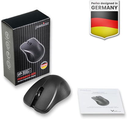 Perixx PERIMICE-821IB Wireless Bluetooth Mouse - Silent Click - Ergonomic Design - Iron Black
