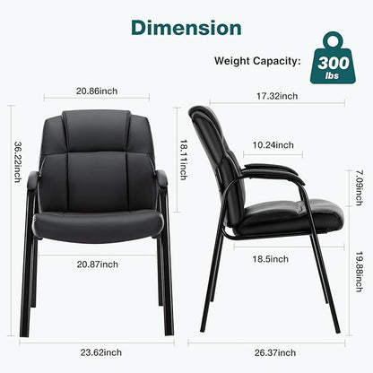 OLIXIS Waiting Room Reception Chairs Set of 8, Leather Office Desk Guest Stationary Side Chair with Padded Arms for Home Conference Lobby Area Meeting Church Medical Clinic Elderly Student