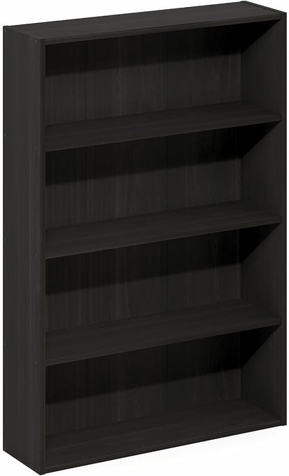 Furinno Basic Book Shelf, 4-Tier Bookcase with Open Shelf, Bookshelf, Cube Storage Organizer, 6 x 24 x 35, for Living Room, Bedroom, Home Office, Espresso