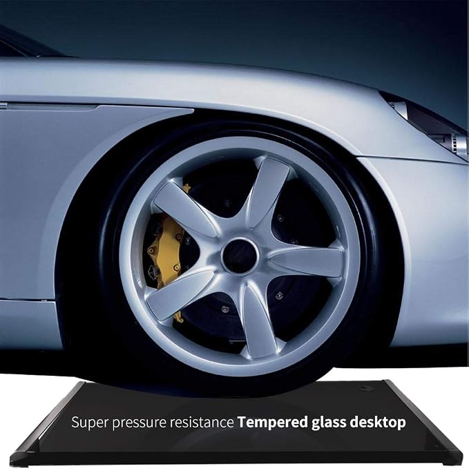 URRED Computer Desk Glass Top and Metal Frame, Desk Table for Computer Desk Gaming Modern Study Office Work Writing Desks Table for Home Office, Black(55.1 inch)