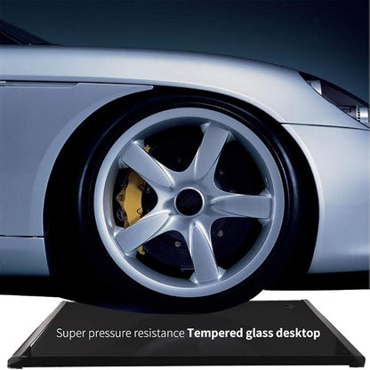 URRED Computer Desk Glass Top and Metal Frame, Desk Table for Computer Desk Gaming Modern Study Office Work Writing Desks Table for Home Office, Black(55.1 inch)