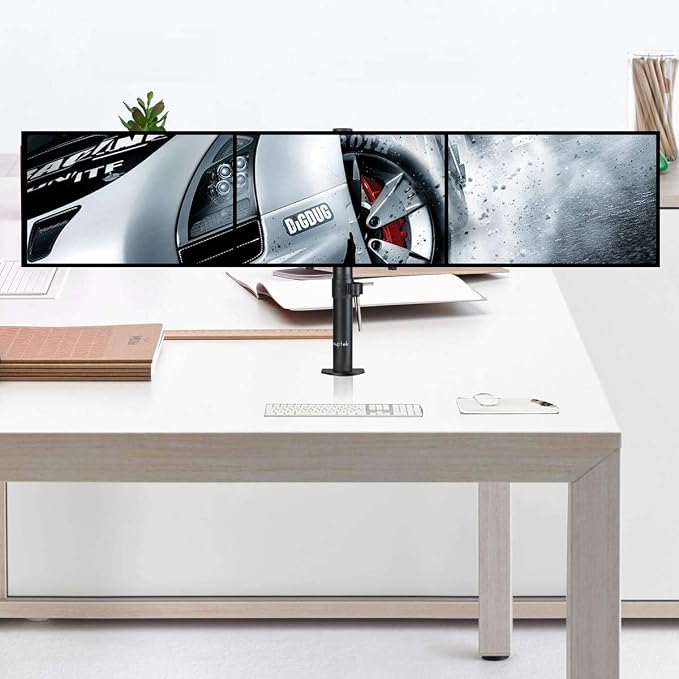 Suptek Triple LED LCD Monitor Desk Mount Heavy Duty Fully Adjustable Stand for 3 / Three Screens up to 27 inch (MD6463)