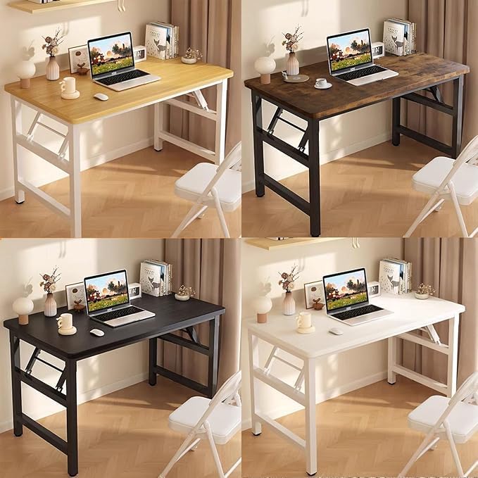 Folding Desk,39.4 Inch No Assembly Folding Computer Desk, Space-Saving Small Desk for Home Office Bedroom Dorm Study, Compact Portable Foldable Laptop Desk