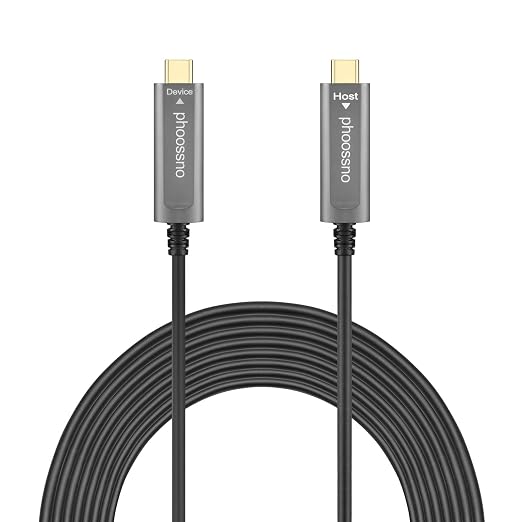 phoossno USB C to C Fiber Optical Cable USB 3.1Type C Cable 10Gbps100FT Compatible with Microsoft Azure Logitech Camera Aver &Vaddio & Barco ClickShare Touch Screen Kinect Intel RealSense