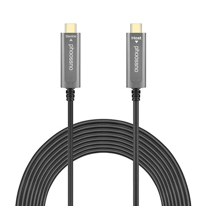 phoossno USB C to C Fiber Optical Cable USB 3.2 Type C Cable 10Gbps 33FT Compatible with Microsoft Azure Logitech Camera Aver &Vaddio & Barco ClickShare Touch Screen Kinect Intel RealSense