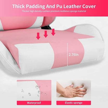 Gaming Chair Office Chair Desk Chair with Lumbar Support Headrest Armrest Task Rolling Swivel Ergonomic E-Sports Adjustable PC Gamer Chair (Pink)