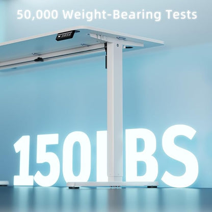 Shintenchi Standing Desk, 55x24 Inch Height Adjustable Electric Sit Stand up Desk, Ergonomic Rising Computer Table, Modern Lift Gaming Desk Workstation for Home Office, White