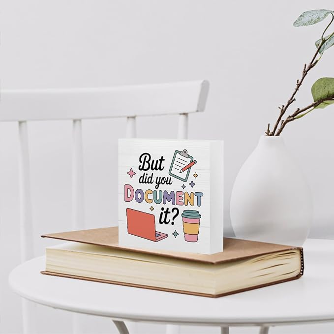 mmiishe But Did You Document It Special Education Teacher Gifts Desk Decor | Funny Office Wood Box Sign for Women Men Friend Coworkers Teacher Appreciation Gifts Cubicle Desk Sign For Desk 5 x 5 Inches