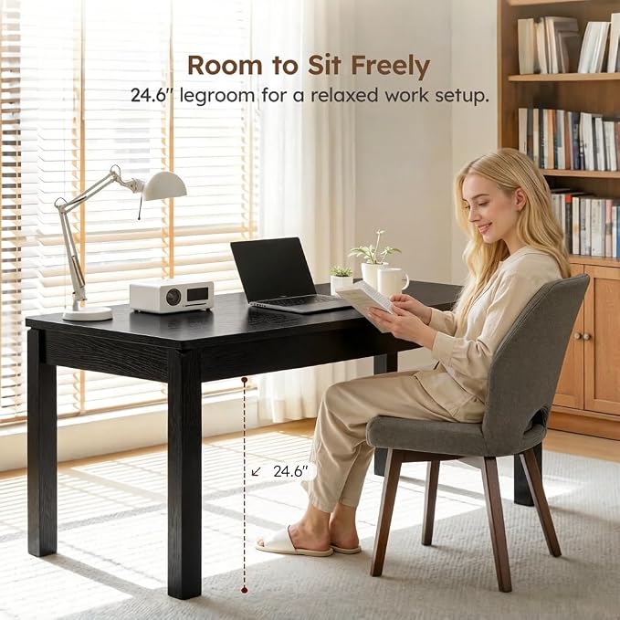 Dining Table, 70" Rectangular Kitchen Table for 4–6 People with Rounded Corners, Modern Dining Room Table for Family Gatherings, Easy Assembly, Black