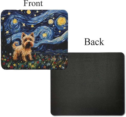 Tubbie Prints Starry Night Yorkie Dog Mouse Pad for Computer Laptop Home Office Gaming Working Desk Desktop Accessories Non-Slip Rubber Mouse Pad for Dog Lovers (Yorkshire)
