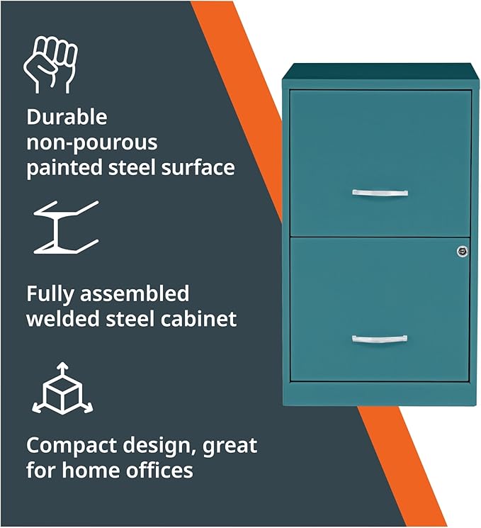 NuSparc 2 Drawer Locking Filing Cabinet | Pre-Assembled Steel Construction | Space-Saving Design is Perfect for Home and Small Office | Letter-Size | Assembled in North America